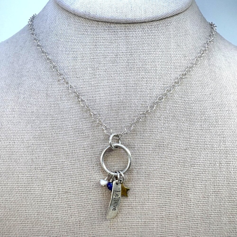 VTG Far Fetched Sterling Silver 925 Charm Pendant Necklace Size 24" Length